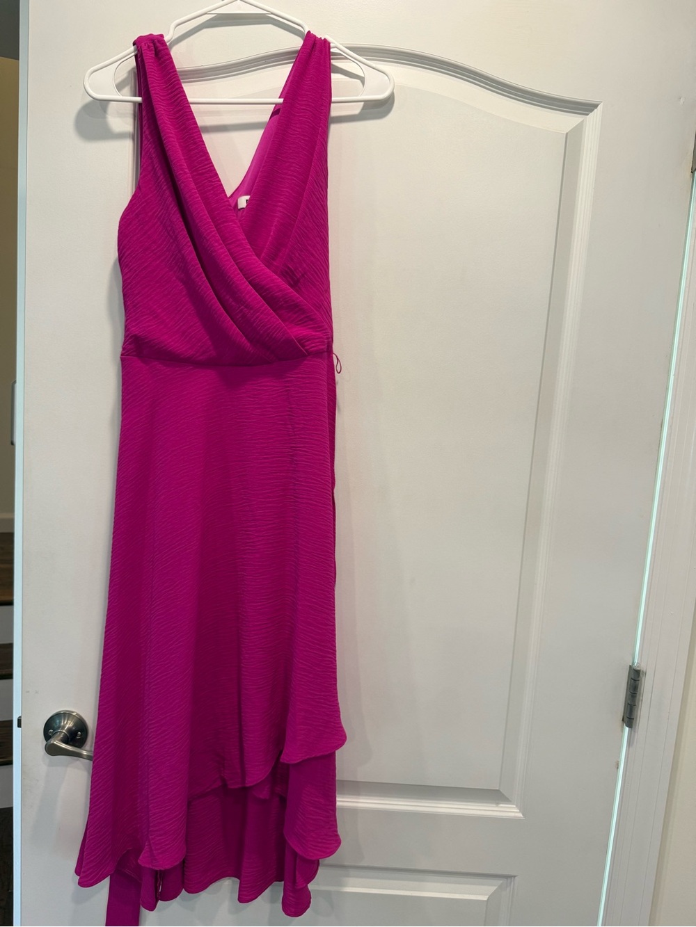 DKNY Hot Pink High-Low Sleeveless V-Neck Dress